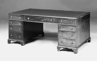 A mahogany pedestal partners desk, early 19th century
