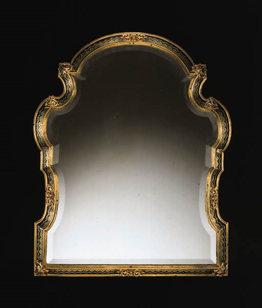 A REGENCE BRASS-INLAID, ORMOLU-MOUNTED BROWN TORTOISESHELL AND BOULLE MARQUETRY TOILET MIRROR**