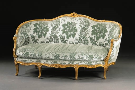 A LOUIS XV GILTWOOD CANAPE EN CORBEILLE