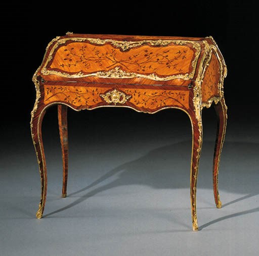 A LOUIS XV ORMOLU-MOUNTED KINGWOOD, TULIPWOOD AND BOIS DE BOUT MARQUETRY BUREAU DE DAME