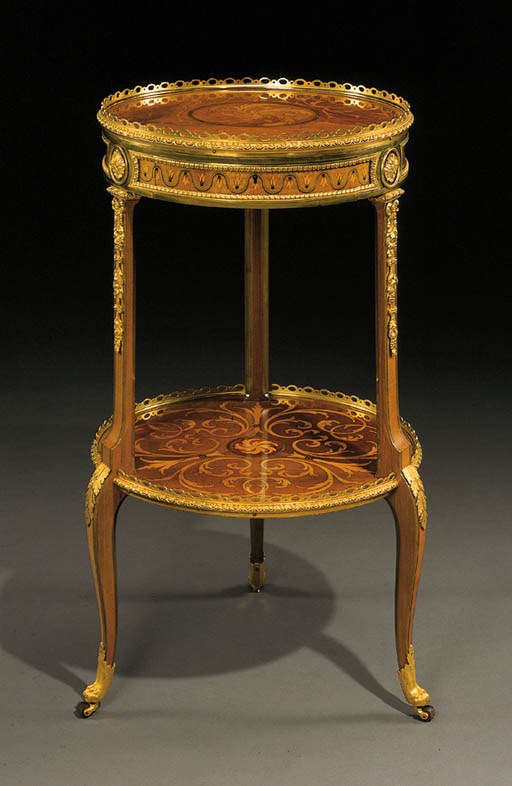 A LOUIS XVI ORMOLU-MOUNTED SYCAMORE, GREEN-STAINED SYCAMORE AND MARQUETRY TABLE EN CHIFFONNIERE