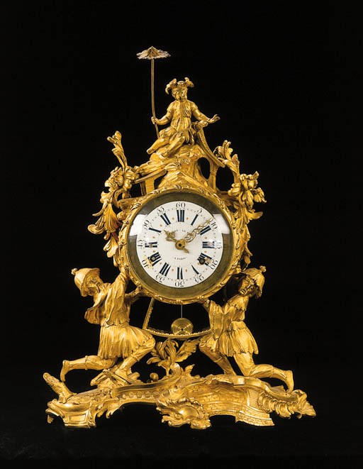 A LOUIS XV ORMOLU MANTEL CLOCK