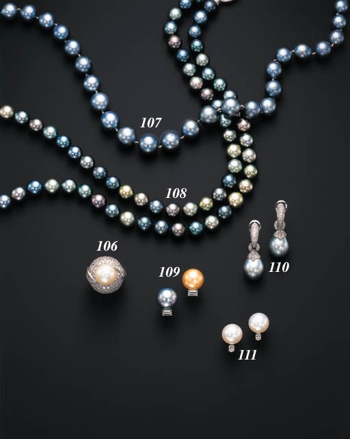 A PAIR OF CULTURED PEARL AND DIAMOND EAR CLIPS