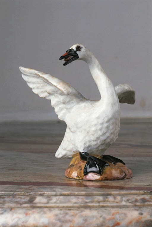 A Meissen model of a swan