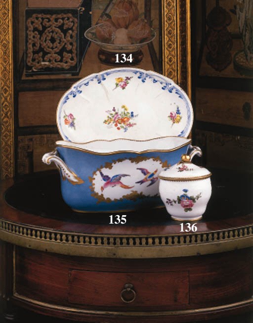 A Sèvres style turquoise-ground oval jardinière