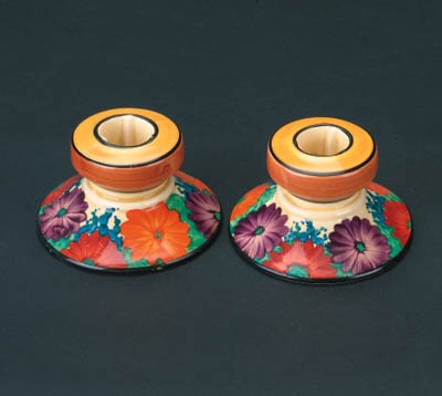 'Gay Day' a pair of  'Bizarre' 331 candlesticks