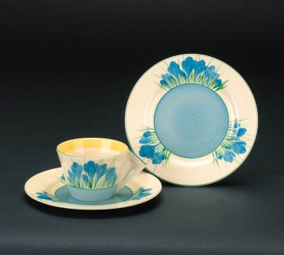 'Blue Crocus' a teacup and two side plates