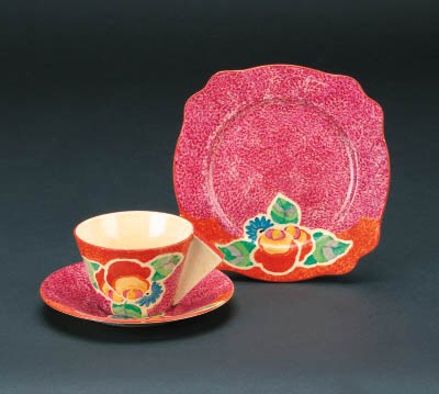'Floral Nuage' a  'Bizarre' cup, saucer and side plate
