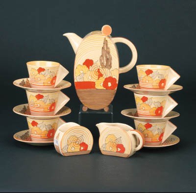 'Orange Capri' a  'Bizarre' Bon Jour coffee set for six