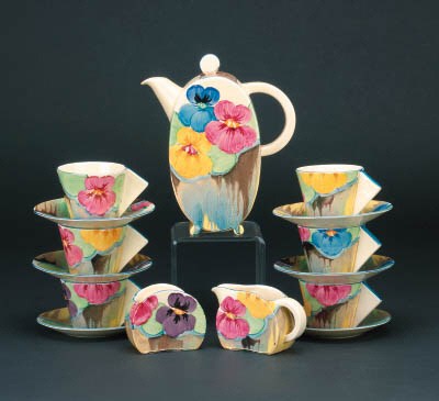 'Delecia Pansies' a  'Bizarre' Bon Jour coffee set for six