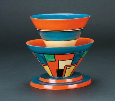 'Mondrian' a rare double decker Conical rose bowl