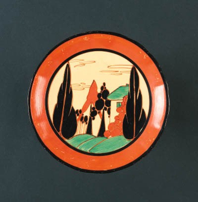 'Orange Trees and House' a  'Fantasque Bizarre' plate