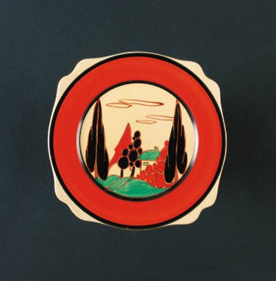 'Red Trees and House' a  'Fantasque Bizarre' plate