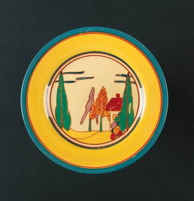 'Pastel Trees and House' a  'Fantasque Bizarre' plate