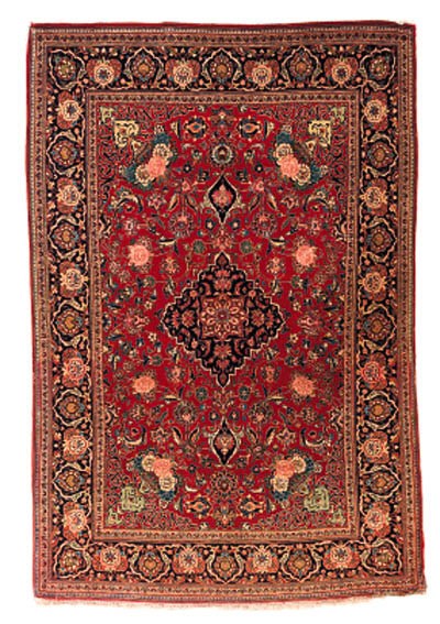 A fine part silk Kashan rug, Central Persia