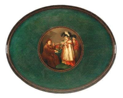 A George III tole peinte oval tray, early 19th century