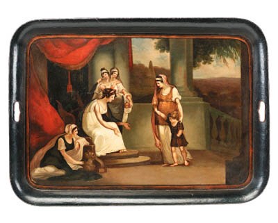 A Regency tle peinte rectangular tray, early 19th century