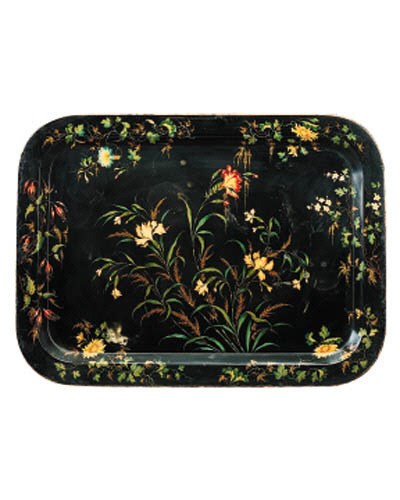 A Victorian japanned metal tray, mid 19th century