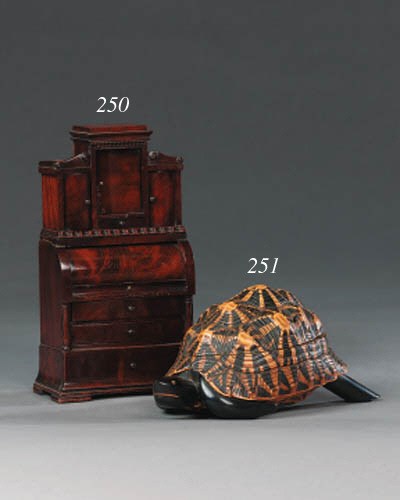 A Dutch miniature walnut bureau cabinet, 19th century