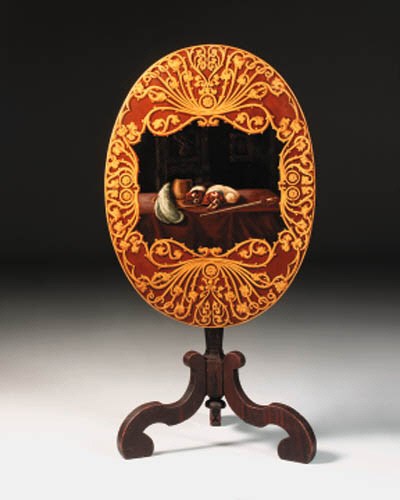 A polychrome decorated breakfast table, 19th century