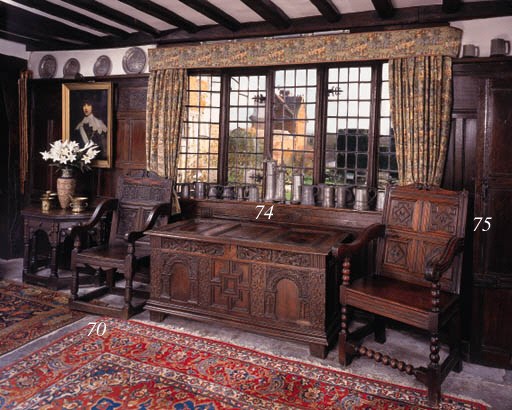 An oak panelled chest, Gloucestershire, mid 17th century