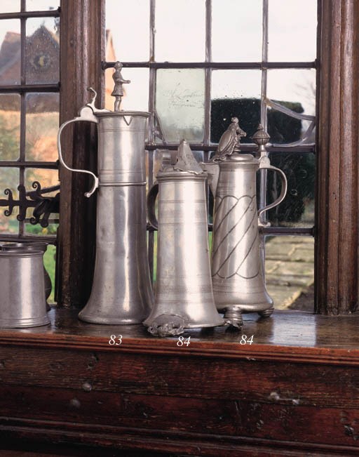 A Swiss or German pewter copy of a guild flagon, 19th century