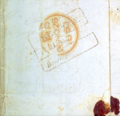 cover 1850 (26 Sept.) entire letter from Batavia to Glasgow, marked "via Southampton", rated "2/-" and showing, on reverse, framed "SINGAPORE/Bearing" d.s. (Type P7) overstruck by London transit d.s. Photo