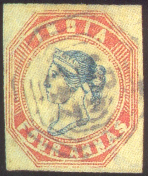 used  4a. blue and red, 4th. printing, close to good margins, centrally cancelled "B/147", fine. S.G. Z25. Photo