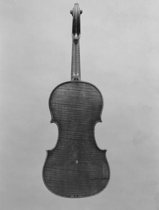 An interesting violin, Derazey school, circa 1850; the one-piece back of narrow curl, the ribs and scroll similar, the varnish of a red colour, the length of back 146in (361mm), in case