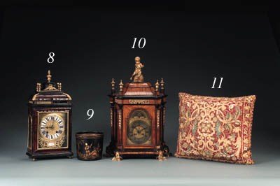 A CONTINENTAL BLACK AND GILT-JAPANNED TOLE WINE COOLER