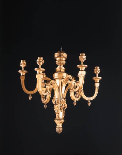 A LOUIS XVI STYLE ORMOLU SIX-LIGHT CHANDELIER