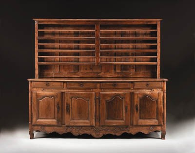 A LOUIS XV PROVINCIAL WALNUT AND FRUITWOOD BUFFET