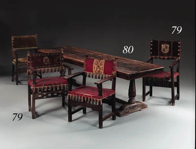 AN ITALIAN BAROQUE WALNUT REFECTORY TABLE