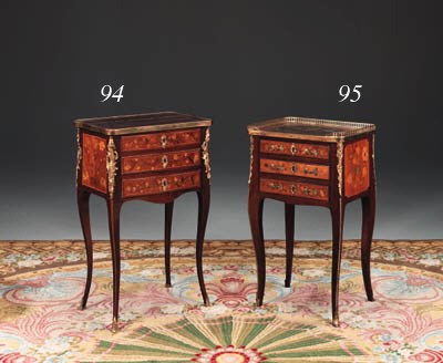A LOUIS XV ORMOLU-MOUNTED AMARANTH, BOIS SATINE AND MARQUETRY TABLE A ECRIRE
