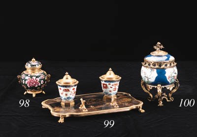 A FRENCH ORMOLU-MOUNTED FAMILLE-ROSE POT-POURRI VASE AND COVER