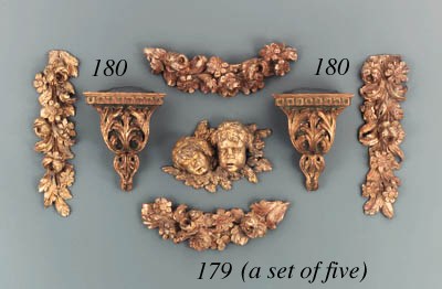 FIVE ROCOCO GILTWOOD CARVINGS