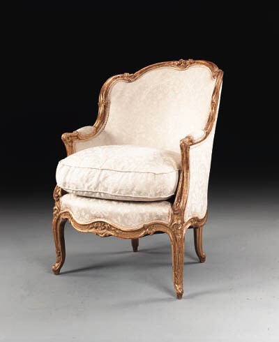 A LOUIS XV STYLE GILTWOOD BERGERE