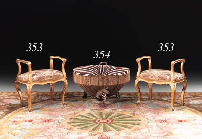 A PAIR OF ITALIAN ROCOCO-STYLE GILTWOOD STOOLS