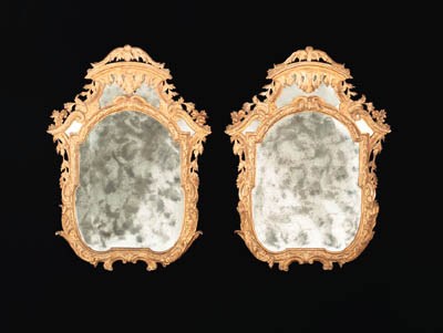 A PAIR OF ITALIAN BAROQUE STYLE GILT-VARNISHED SILVERED (MECCA) MIRRORS