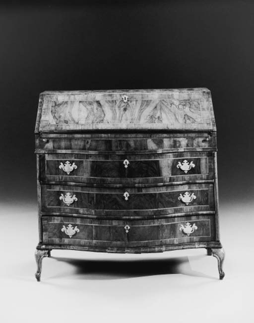 A DUTCH ROCOCO WALNUT BUREAU