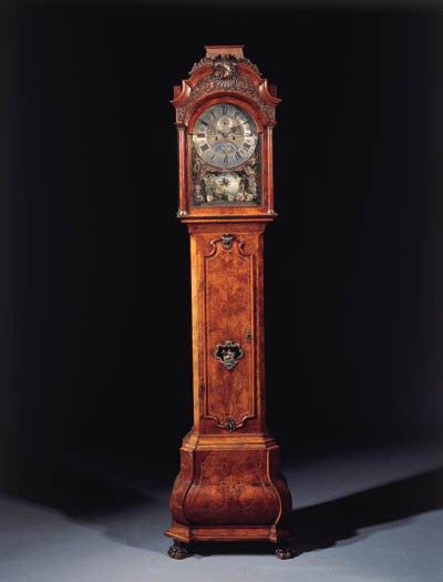 A Dutch burr-walnut longcase clock