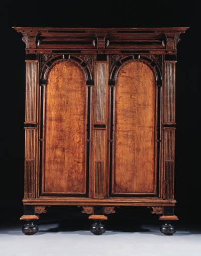 A Dutch oak and ebony cupboard