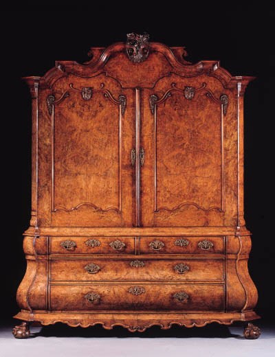 A Dutch burr-walnut cabinet