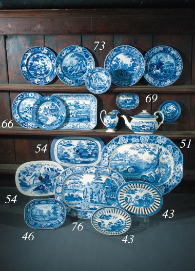 An English pottery blue and white shaped oval meat dish