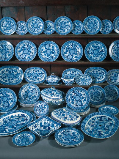 A Wedgwood blue and white part dinner service