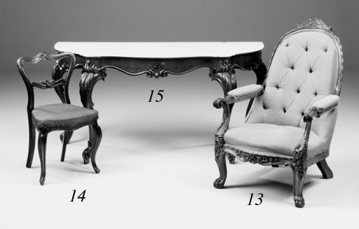 A set of six Victorian rosewood dining chairs