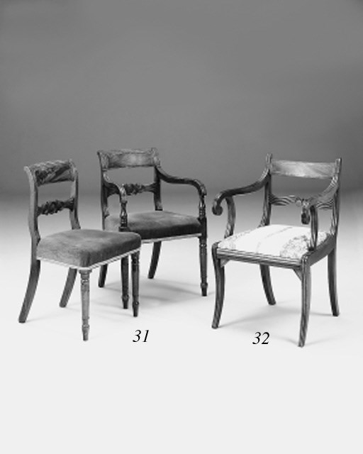 A set of eight Regency mahogany dining chairs