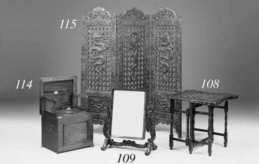 A Chinese Export gilt and ebonised laquer games table, mid 18th century