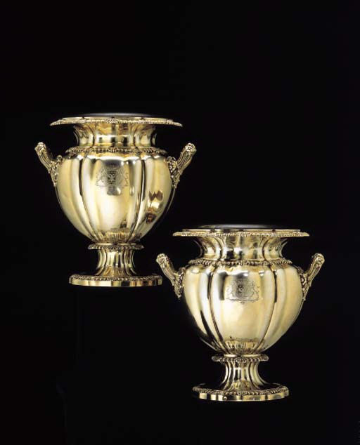 A PAIR OF FRENCH SILVER-GILT WINE COOLERS