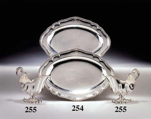 A PAIR OF GEORGE II SILVER MEAT DISHES